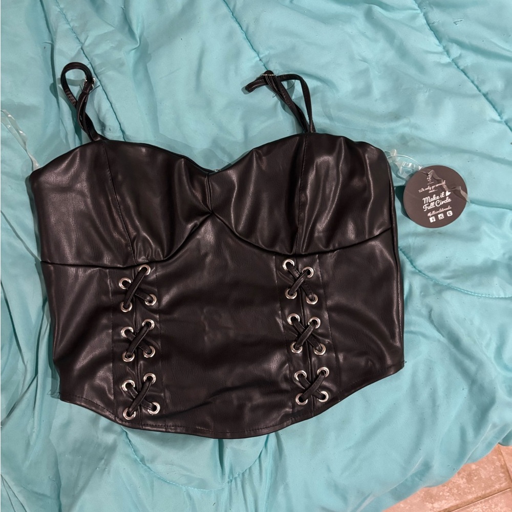 Fashion Nova Black Lace-Up Crop Top